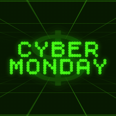 Dark Green Neon Sign Saying Cyber Monday GIF