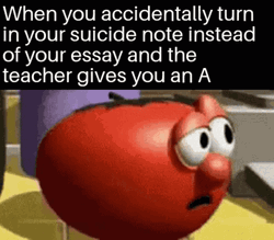 Dark Humor Startled Tomato Head GIF