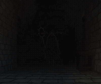 Dark Room With Brick Wall And Drawing GIF