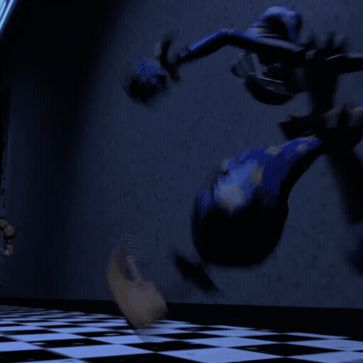Dark Room With Checkered Floor And Nintendo Sign GIF