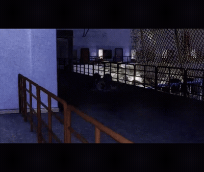 Dark Room With Fence And Lights GIF