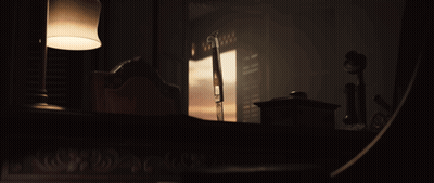 Dark Room With Lamp And Telephone GIF