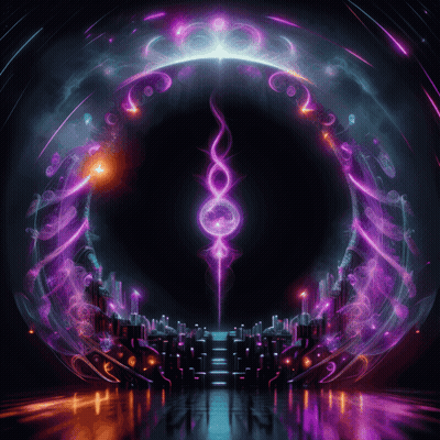 Dark Room With Purple And Blue Circle GIF