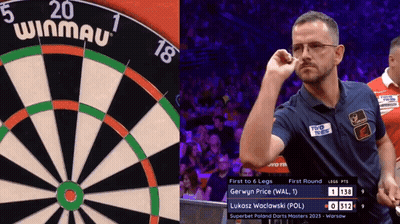 Dart Board Number 18 Next To Man Holding Dart GIF