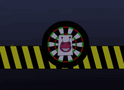 Dart Board With Frog And Blue Dart GIF