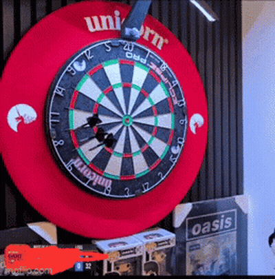 Dart Board With Red Cover Saying Unicorn GIF
