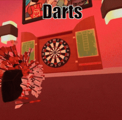 Dart Board With Word Darts Above GIF