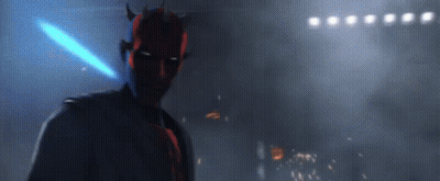 Darth Maul Holding Blue Lightsaber GIF