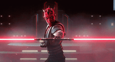 Darth Maul Holding Two Red Lightsabers GIF