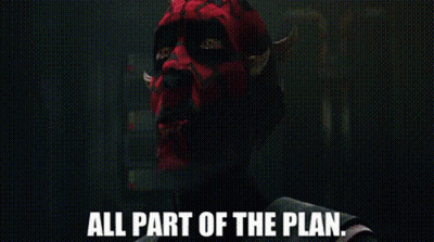 Darth Maul Wearing Red Mask Says All Part Of The Plan GIF