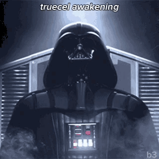 Darth Vader From Star Wars Is Sitting In A Chair With A Smoke Coming Out Of His Mouth . GIF