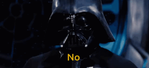 Darth Vader Has The Word No Written On His Mask GIF