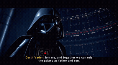 Darth Vader In A Video Game Says Join Me And Together We Can Rule The Galaxy As Father And Son GIF