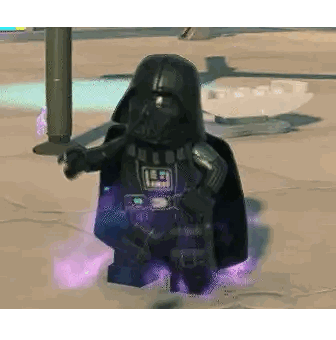 Darth Vader In A Video Game With Purple Smoke Coming Out Of Him Sticker