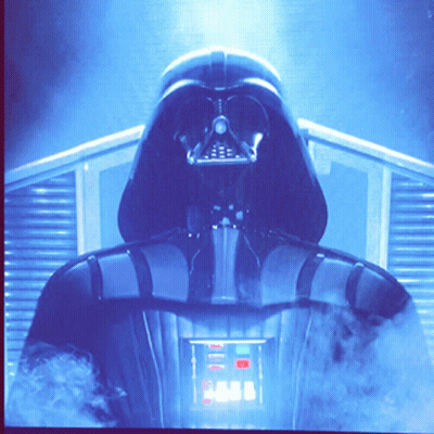 Darth Vader In Dark Room With Blue Light GIF