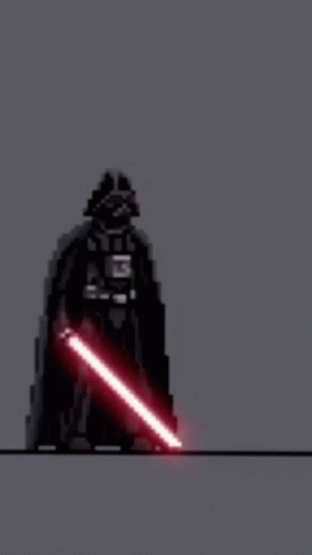 Darth Vader Is Holding A Red Light Saber In A Pixel Art Style GIF