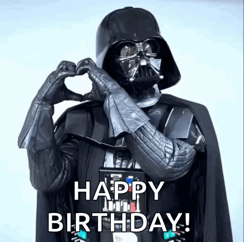 Darth Vader Making Heart Shape Saying Happy Birthday GIF