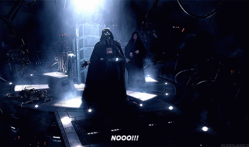 Darth Vader Is Standing In A Dark Room And Saying Nooo GIF