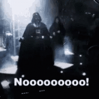 Darth Vader Is Standing In A Dark Room With A Group Of People And Says No . GIF