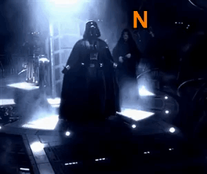 Darth Vader Standing In Dark Room With N Letter GIF