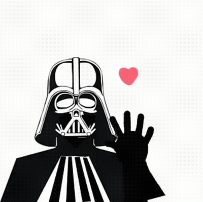 Darth Vader Is Wearing A Helmet And Waving His Hand With A Heart In His Hand . GIF