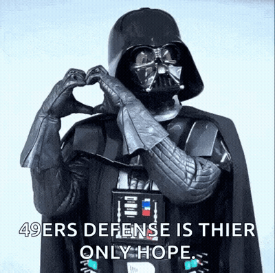Darth Vader Making Heart Shape Saying 49Ers Defense Is Thier Only Hope GIF