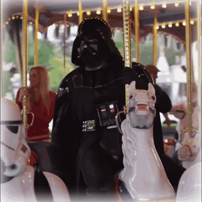 Darth Vader Riding Merry-Go-Round With Stormtroopers GIF