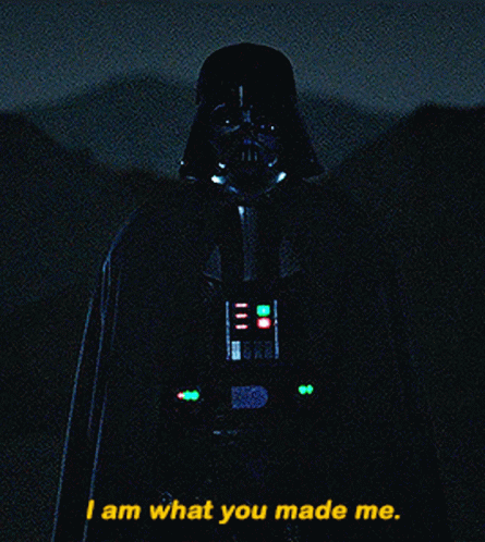 Darth Vader Says " I Am What You Made Me " In A Dark Room GIF