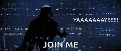 Darth Vader Says Join Me In Front Of A Wall GIF