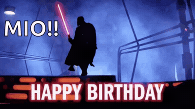 Darth Vader Silhouette Holding Lightsaber Mio Happy Birthday GIF