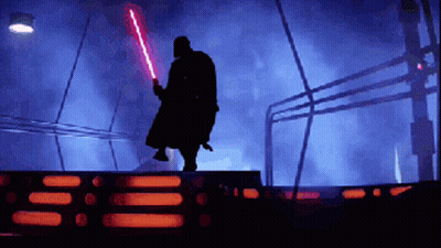 Darth Vader Silhouette Holding Red Lightsaber GIF