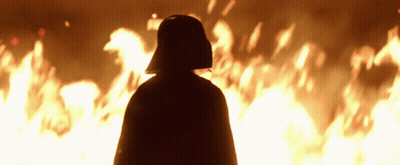 Darth Vader Silhouette In Front Of Fire GIF