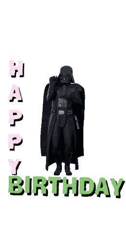 Darth Vader Standing Before Birthday Sign Sticker