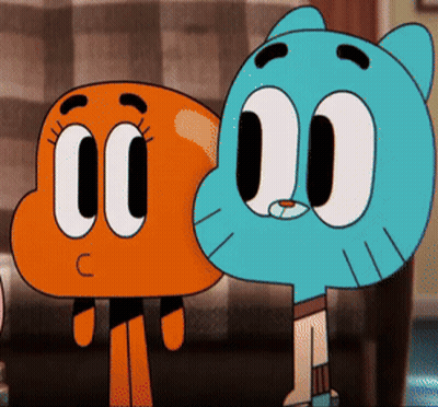 Darwin And Gumball From The Amazing World Of Gumball Standing Together GIF