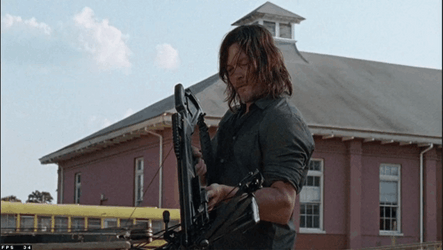 Daryl Dixon Holding Crossbow GIF