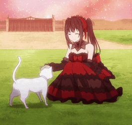 Date A Live Kurumi Adorable Playing Cat GIF