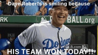 Dave Roberts Smiling After Team Win