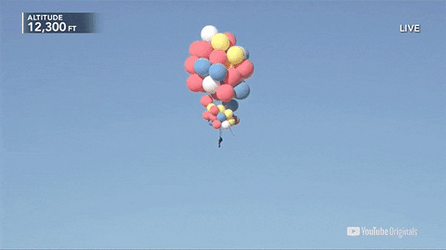 David Blaine Flying With Balloons GIF