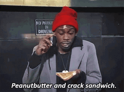 David Chappelle Preps Peanut Butter And Crack Sandwich GIF