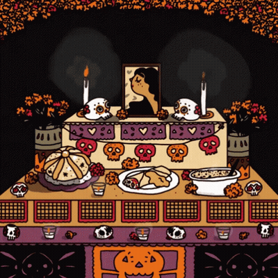 Day Of The Dead Altar With Woman Picture GIF