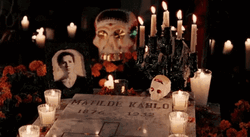 Day Of The Dead Grave With Candles GIF
