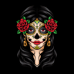 Day Of The Dead Spinning Woman Head GIF
