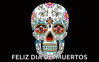 Day Of The Dead Sugar Skull With Candle GIF