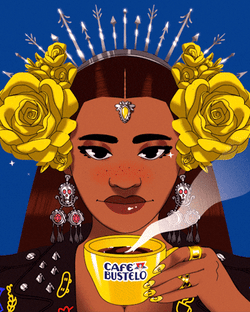 Day Of The Dead Woman Drinking Coffee GIF