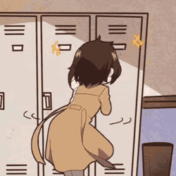 Dazai Anime Shaking Facing The Cabinet GIF