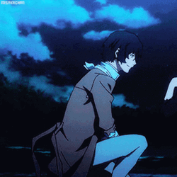 Dazai Anime With Hand Touching His Chest GIF