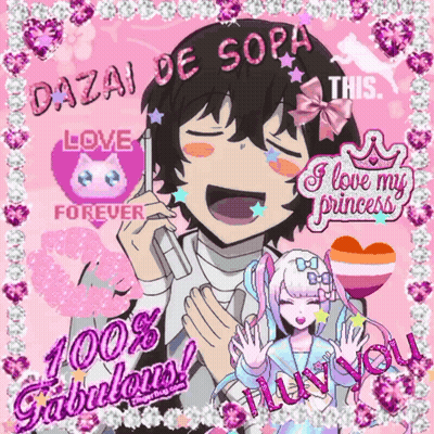 Dazai De Sopa Surrounded By Glitter GIF
