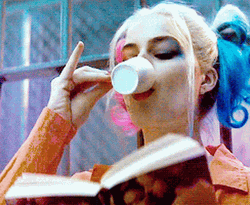 DC Movies Suicide Squad Harley Quinn Sipping Tea GIF