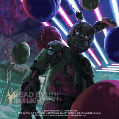 Dead By Daylight Poster Rabbit Holding Balloons GIF