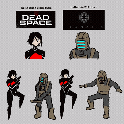 Dead Space Man And Woman In Different Poses GIF